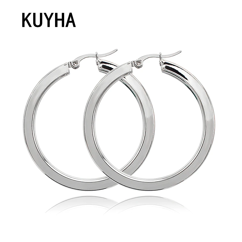 Серьги-кольца круглые полированные серебристые 35/45/60 мм | Украшения и аксессуары
