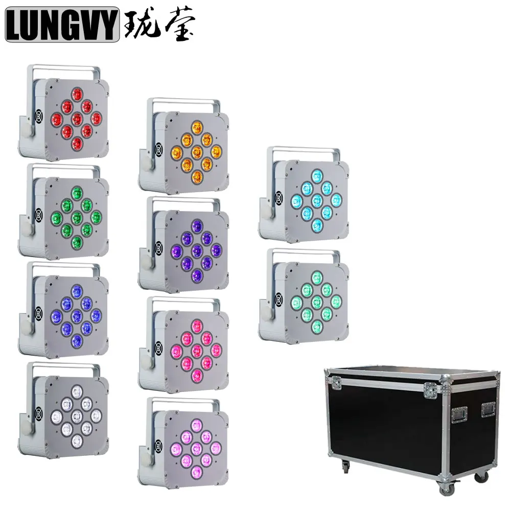 

Free Shipping 10pcs/Lot Flight Case Packing 9x18w 6in1 RGBWA UV Wireless Battery Powered DMX Led Par Light For Party Shows Disco