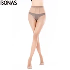 Женские нейлоновые колготки BONAS 30D, однотонные облегающие эластичные длинные бесшовные колготки из полиэстера для девочек на лето