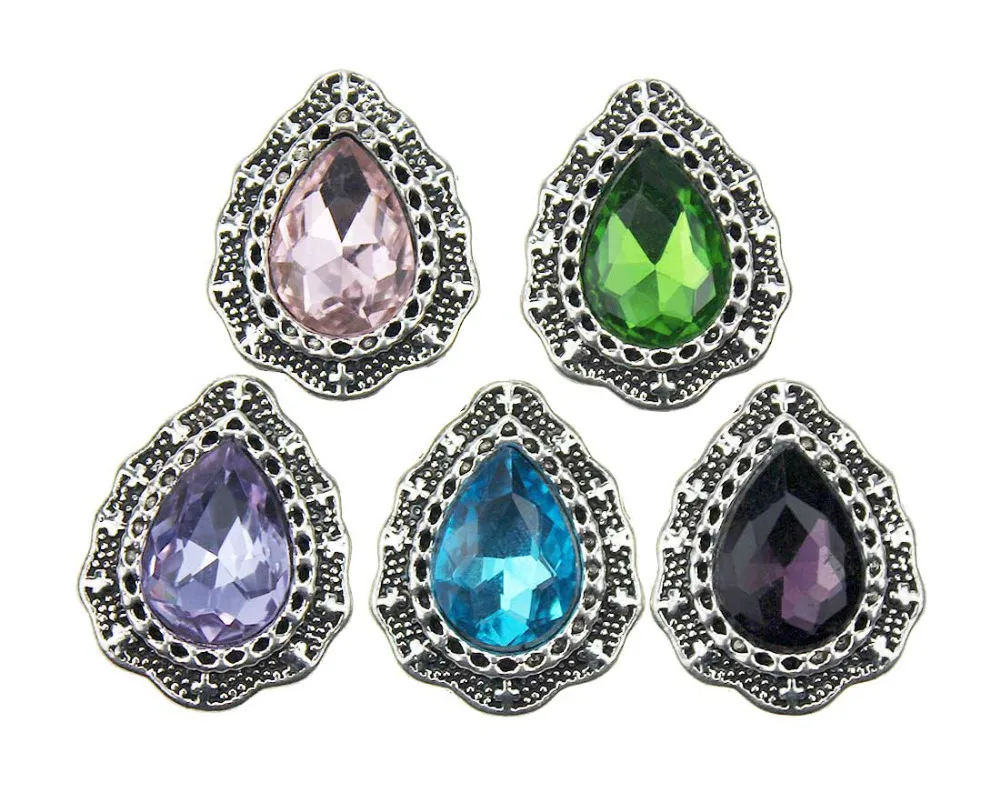 

10PCS/LOT New Snap Jewelry Water Drop Vintage Metal 18mm Snap Buttons for 18MM snap Bracelet bangles