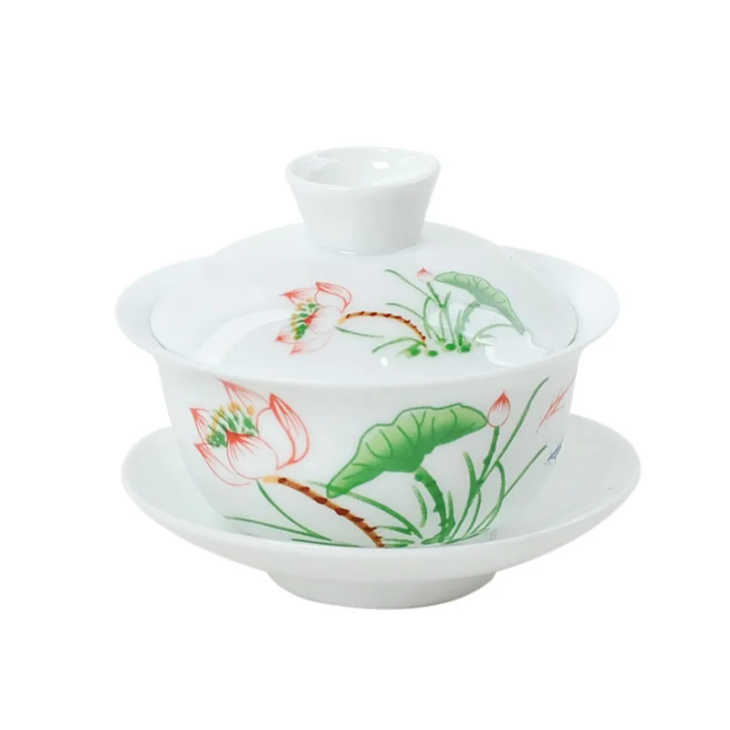 Белый фарфор gai wan чайный набор Bone China красивый и легкий kettleDehua gaiwan для путешествий