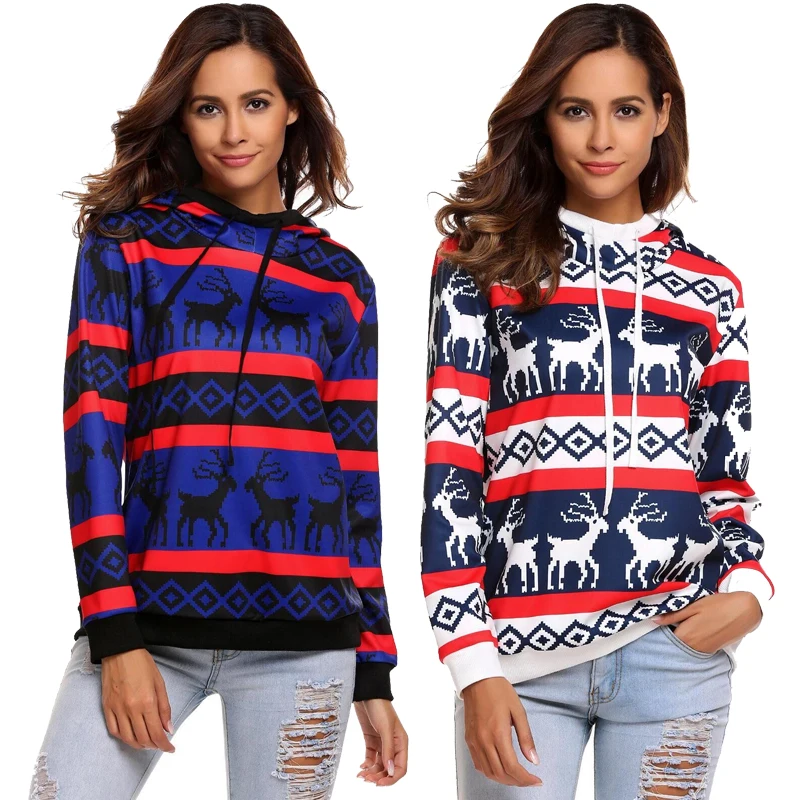 

New Winter Christmas Women Hoodie Sweatshirt Jumper Loose Hooded Pullover Tops