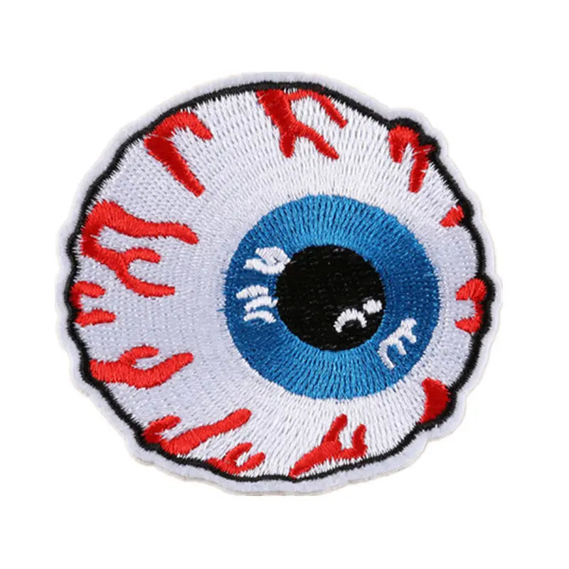 Вышитые патчи Eyeball Кровопролитный пришить термоклейкий значок для заклепки