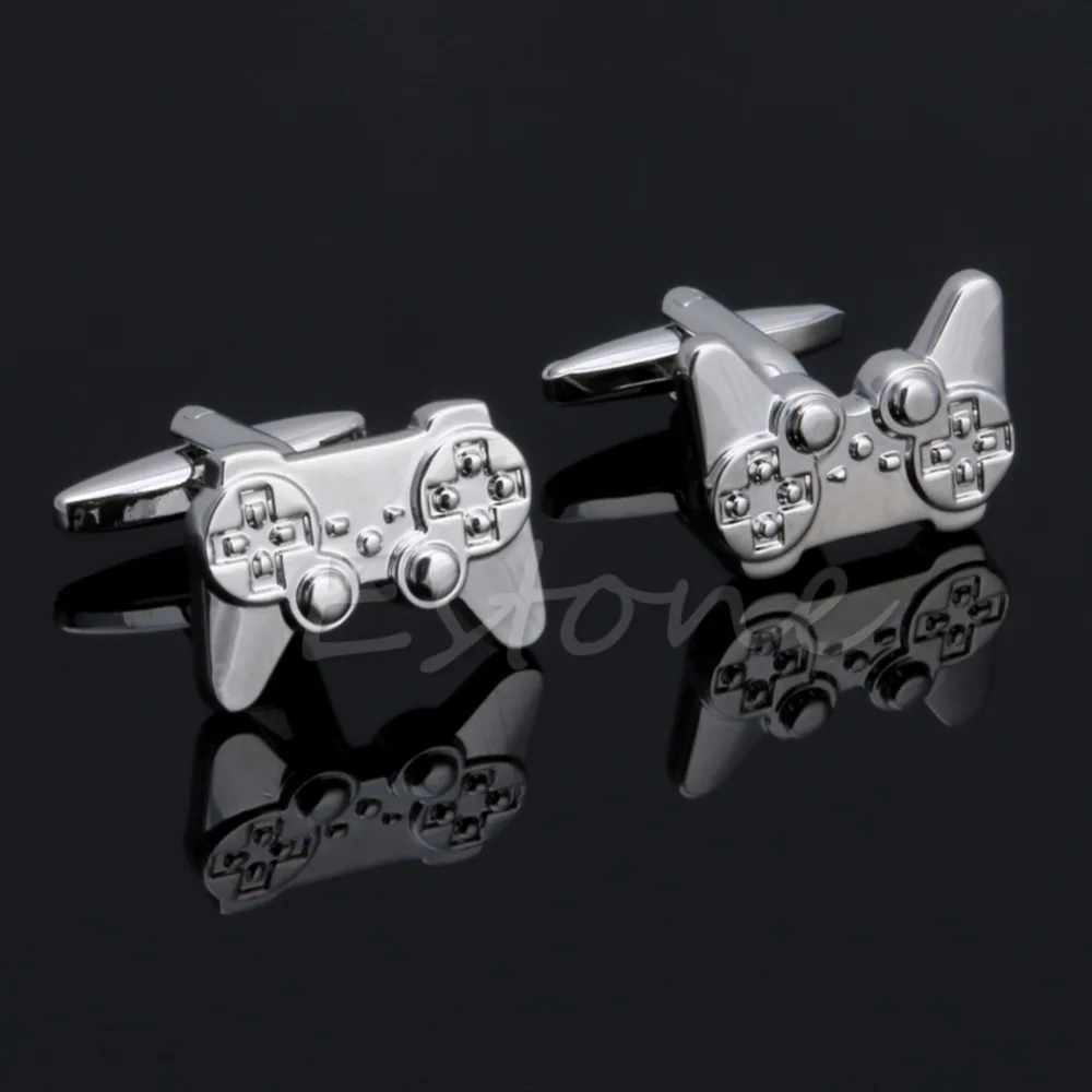 

1Pair New Men's Stainless Steel Cufflink Silver Game Consoles Handle Cuff Links