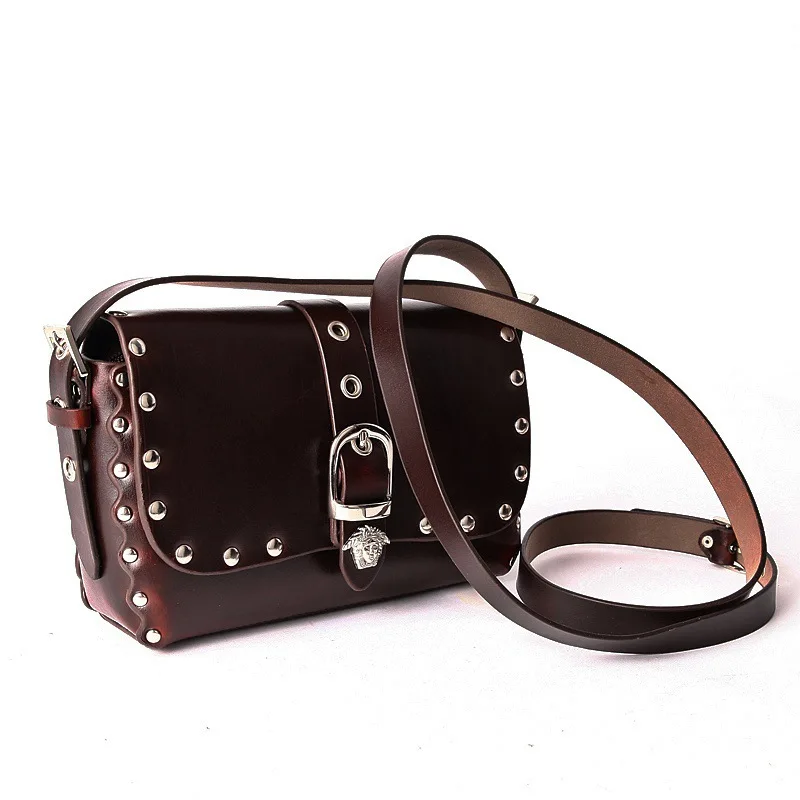 Лидер продаж женская сумка с заклепками через плечо кожаные сумки мессенджер