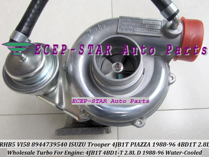 Водяное охлаждение турбо RHB5 VI58 8944739540 VD130047 8970192920 VI35 для ISUZU Holden Trooper 4JB1T PIAZZA 88 96 4BD1T