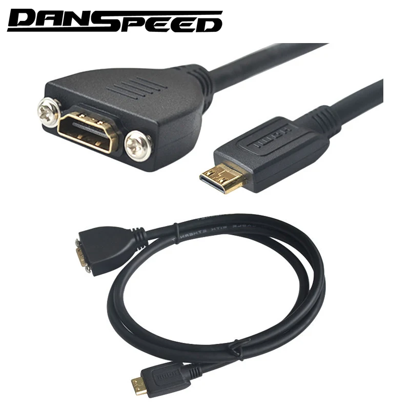 DANSPEED HDMI кабель Mini HDMI к HDMI мужчин и женщин Панель Крепление кабель-удлинитель для цифрового видео мини интерфейс кабель для передачи данных