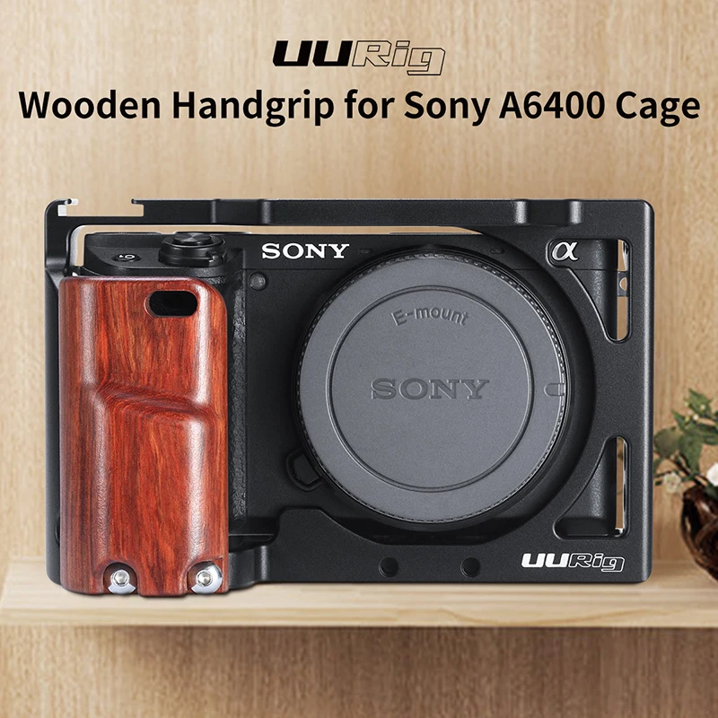 UURig камера клетка для sony A6400 Vlog корпус клетка удобная ручка Видео установка с деревянной рукояткой/Arri металлическая верхняя ручка