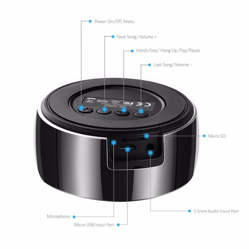 Время владельца BS01 Mini Bluetooth Динамик Портативный бас стерео С микрофоном Micro SD/TF