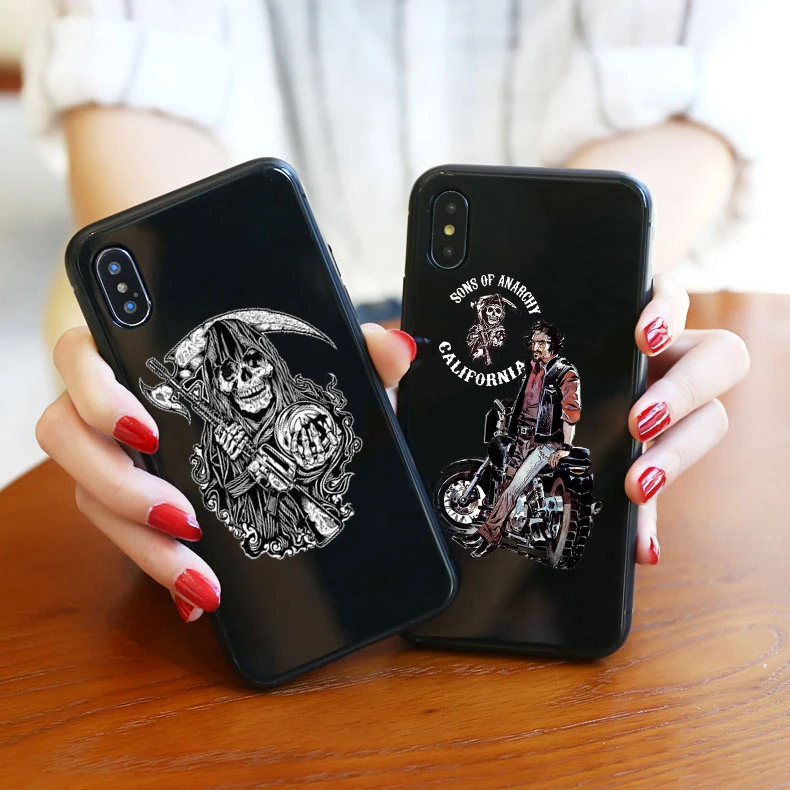 Чехол для телефона American TV Sons of Anarchy iphone 6 X XR XS MAX 7 8 Plus 11 Черный силиконовый чехол