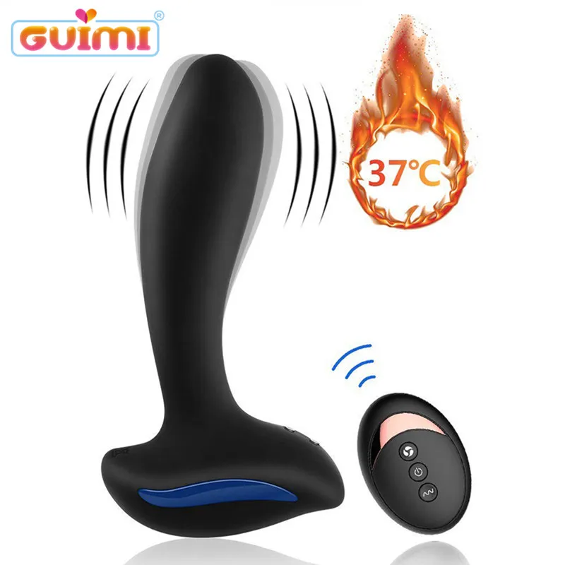 GUIMI анальный вибратор с пультом массажер простаты Обогрев Фаллоимитатор анал