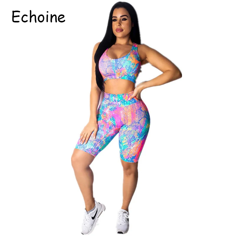 Женский спортивный костюм с открытой спиной Echoine комплект из 2 предметов Короткие