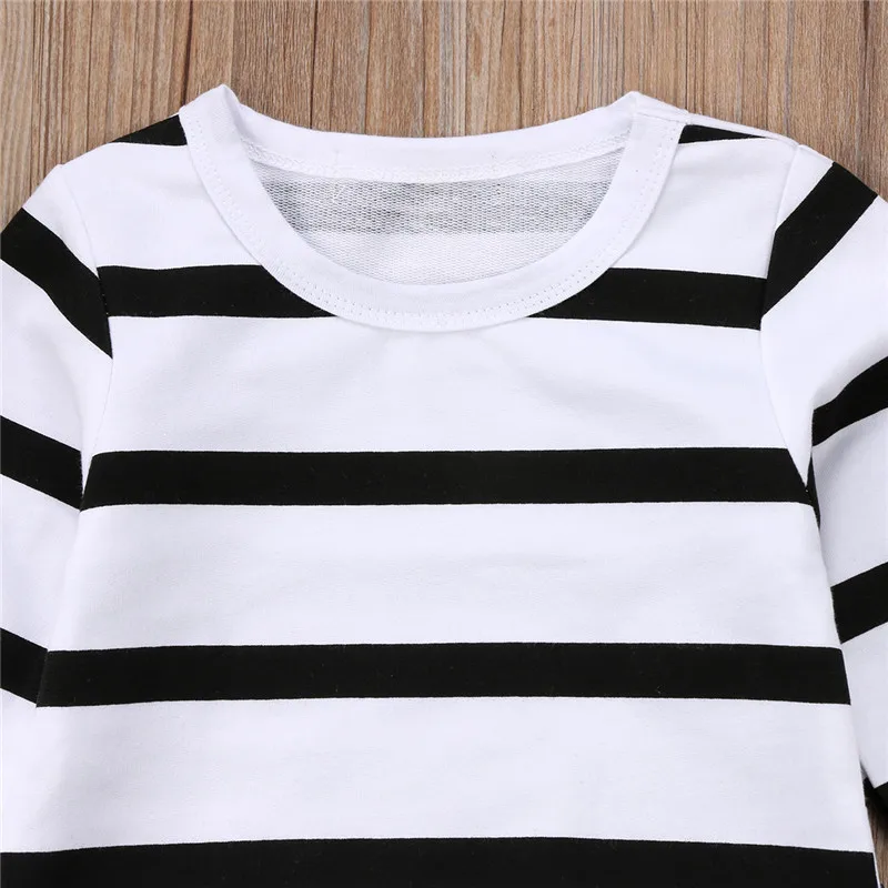 Летние комплекты одежды для маленьких девочек повседневные топы в полоску