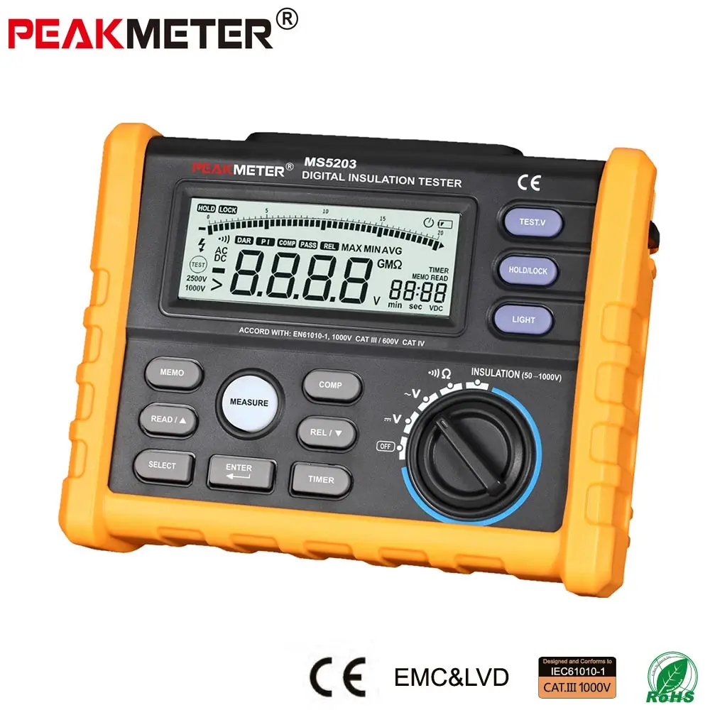 Цифровой Аналоговый тестер сопротивления изоляции MS5203 1000 10 г Ом|megger meter|insulation
