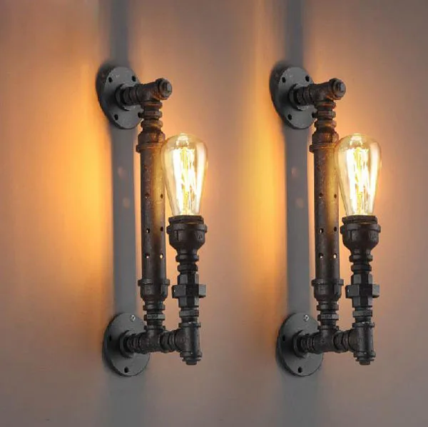 

Retro Loft Vintage Industrial Lustre Iron Water Pipe Edison Wall Sconce Lamp Bathroom Beside Bedroom Home Decor Modern Lighting