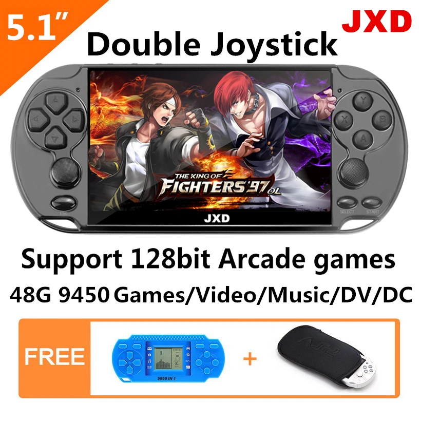 JXD 40G портативная игровая консоль 4,3 дюймов mp4 плеер Видео игровая консоль 64 бит встроенные 6000 игры для neogeo/cps/gba/gbc/gb/fc/smd
