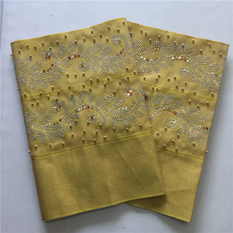 No.7 2pcs Нигерийский головной убор геле Aso oke ткань с камнями и бисером Высокое качество Африканский Aso Oke головной убор Aso Ebi для wedding-AH30 - Цвет: No.7 2pcs