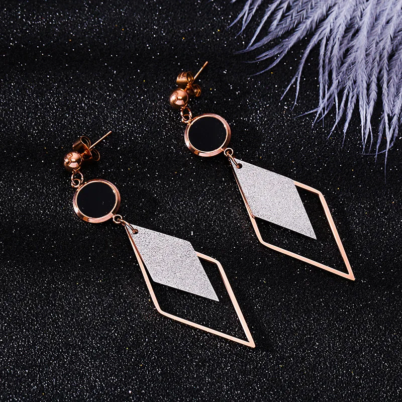 Модные ювелирные изделия серьги на крючках титановая сталь розовое золото с