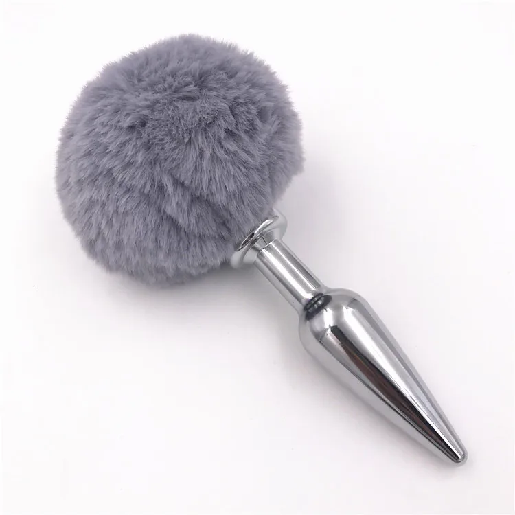 Gray lovely Rabbit tail Bunny Tail stainless steel Woman anal butt Sex products plug sex toy For Women And Men Game Toys | Красота и