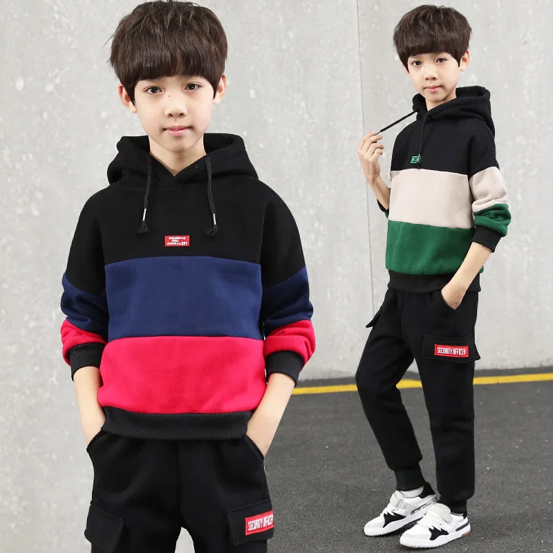 

Kids Boys clothes Long Sleeve Tops+Pants Sport Clothes Sets Casual Boy Clothing Sets For 4-13Y Boy hooded sweater suit