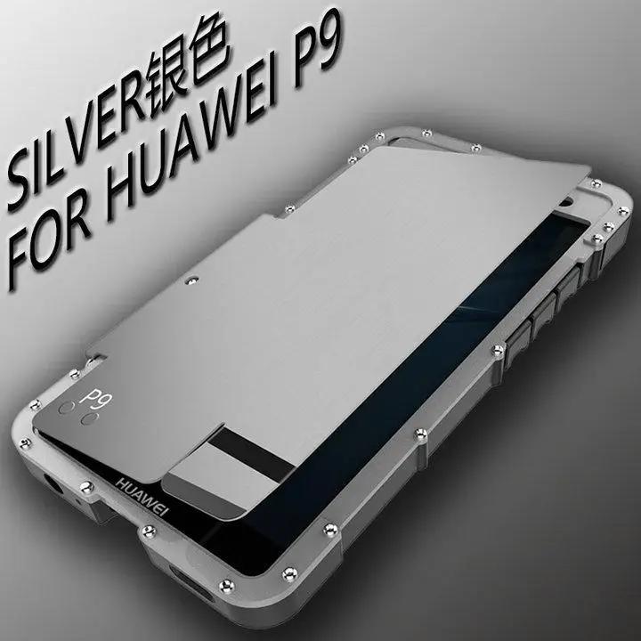 R-JUST Нержавеющая сталь тяжелых раскладушка флип чехлы для huawei P9 Matel случае открытый Dropproof противоударный чехол - Цвет: All Sliver