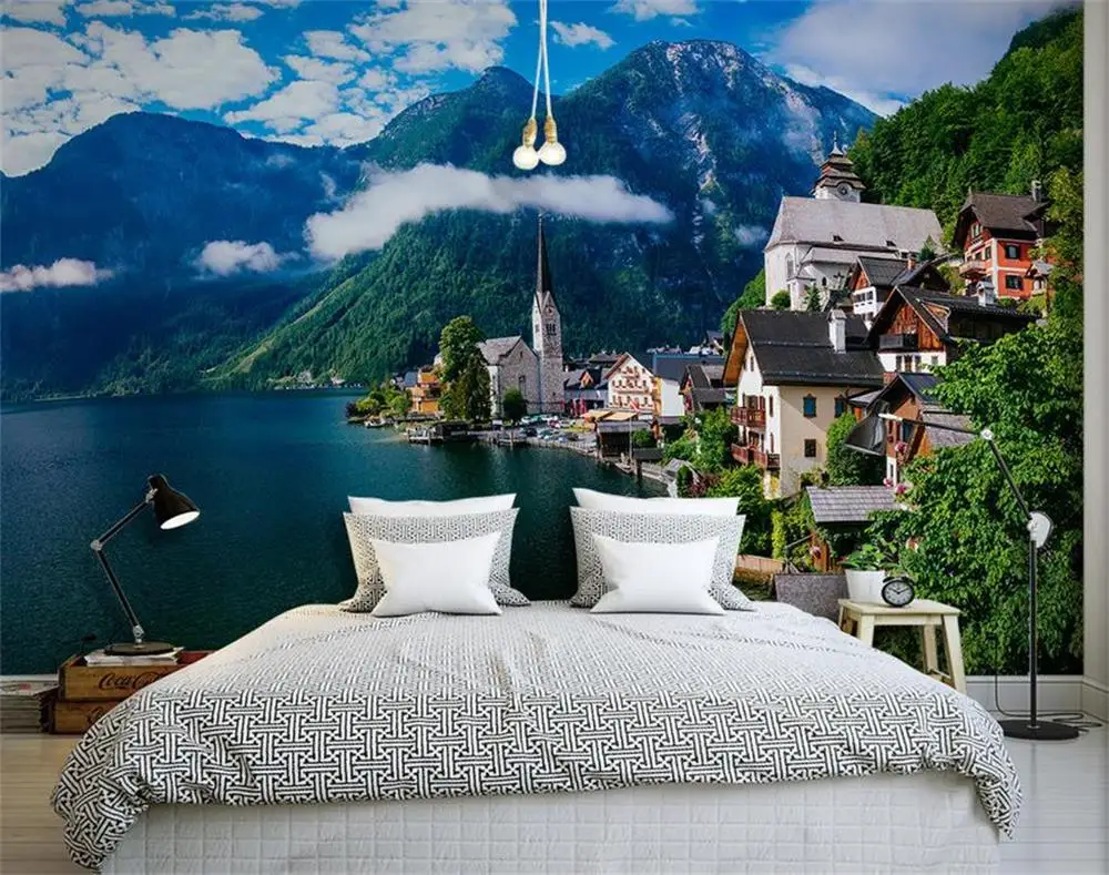 3D wallpaper/custom photo wall paper/The beautiful town in Austria/TV/sofa/Bedding/KTV/Hotel/living roomchildren/ | Обустройство дома