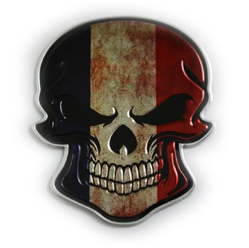 

Aluminum China Italy France Germany USA UK Flag Skull Badge Emblem Car Motorcycle Styling Accessories Decal Fuel Cap Car Sticker