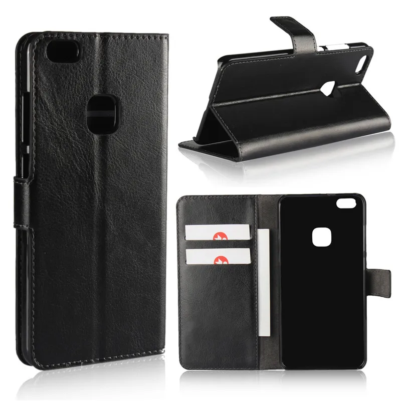 Black P8 P9 P10 Lite роскошный кожаный откидной Чехол-кошелек чехол для huawei Ascend P9 P10 Plus mate 9 Honor 8 V8 V9 чехол s P8 Lite Coque - Цвет: Black