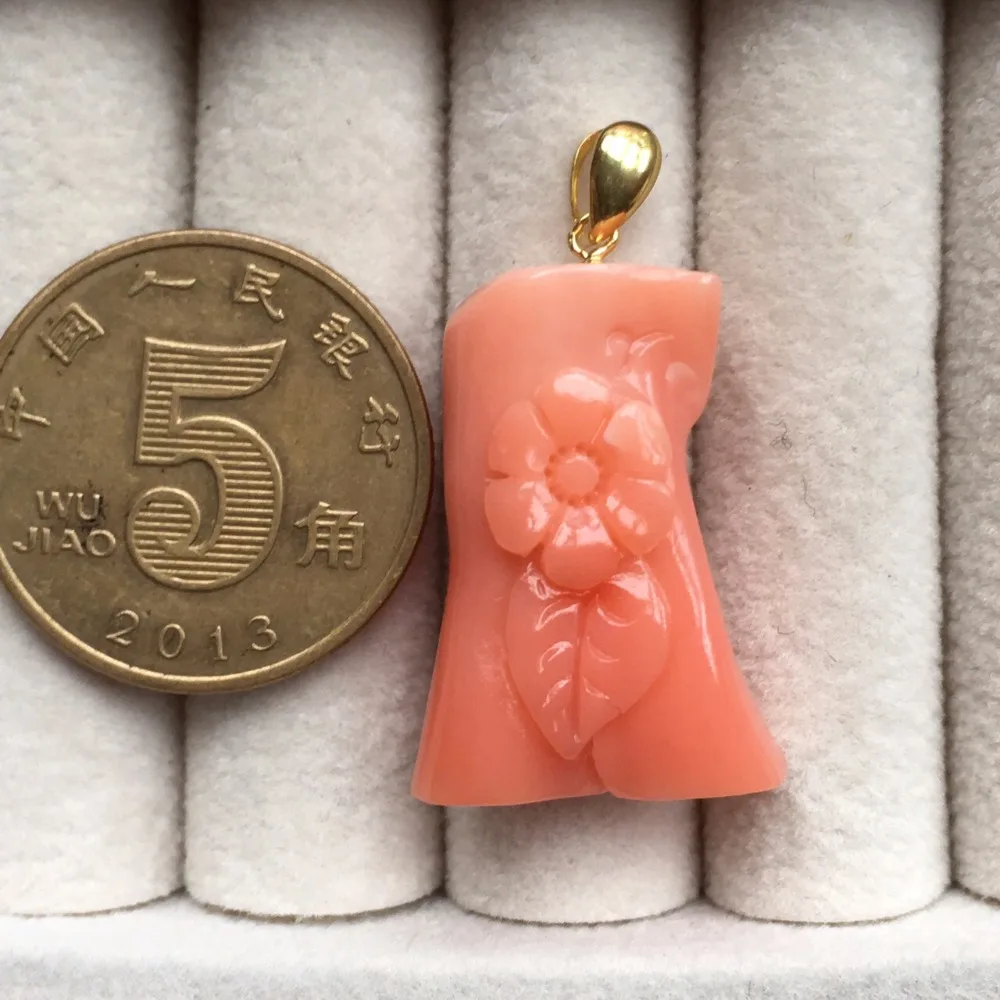 Fine Jewelry Real 18K Gold AU750 G18K Natural 100% Precious Coral Pendant Diamond Gemstone Necklaces for Women | Украшения и