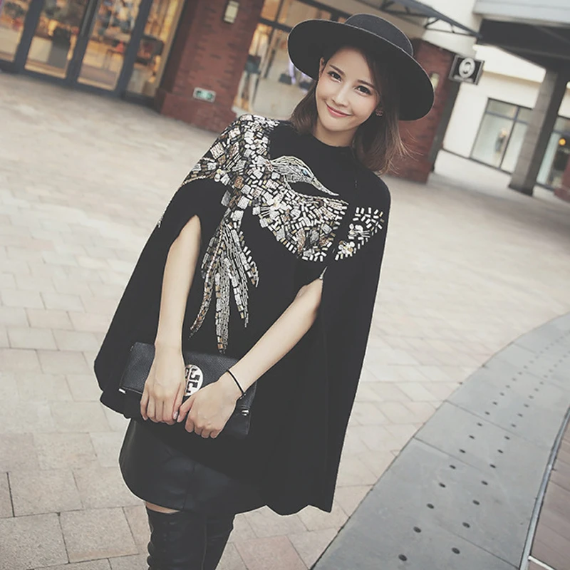 Women Jacket Sale Autumn Winter High Quality 2017 New Runway Coat Women's Stand Collar Luxury Beading Sequin Elegant Knitting | Женская