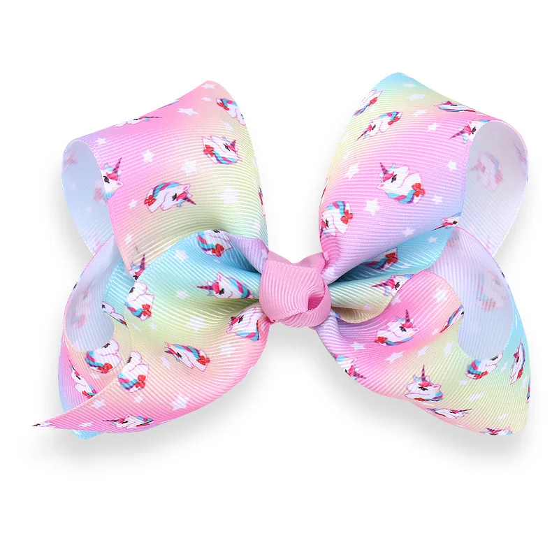 5 inch party Bows Hair Clips Graffiti Knot Hairgrips Kids DIY Princess Ribbon Accessories Handmade Unicorn Hairpin | Детская одежда и