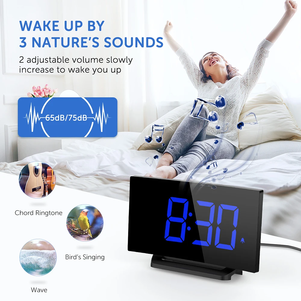 LITOM HM251 3 75 дюймов светодиодный дисплей цифровые будильники с функцией повтора