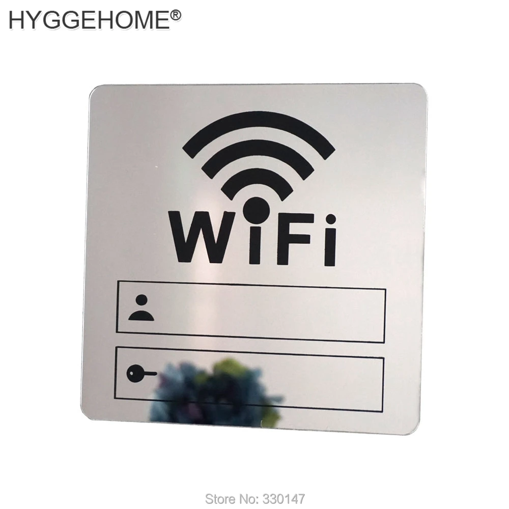Бесплатная знак Wi Fi Наклейка 3D акриловая зеркальная Настенная s перезаписываемая