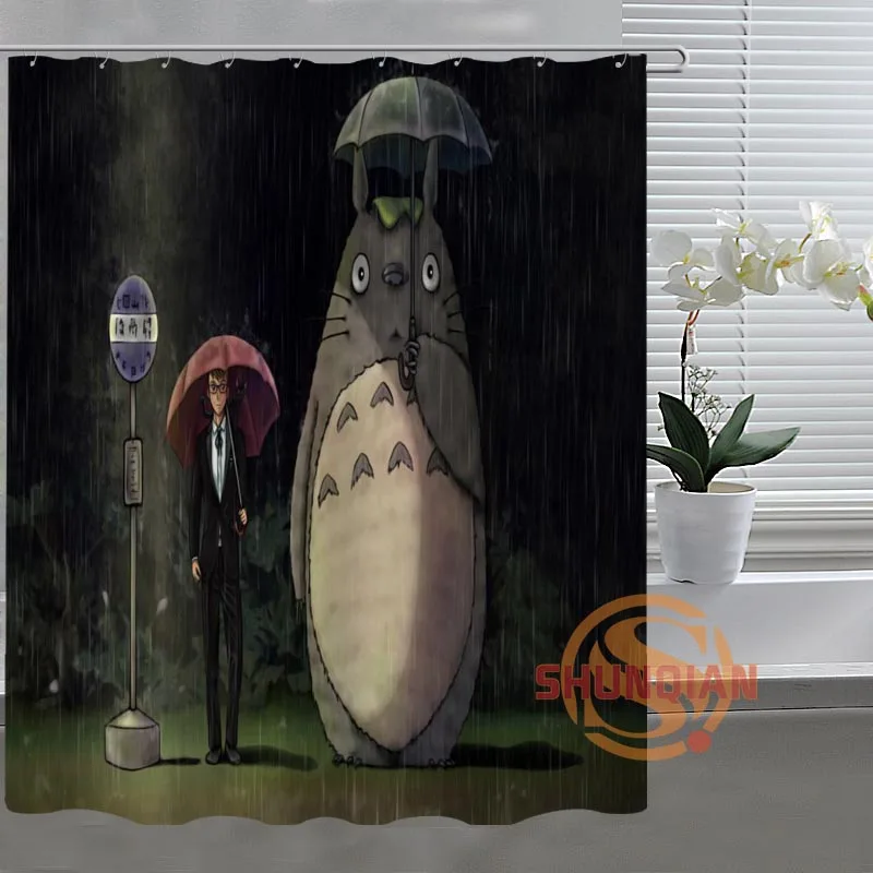 Светло-желтый Studio Ghibli Totoro индивидуальная занавеска для ванной комнаты, ткань для декора ванной комнаты, занавеска для ванной комнаты, приемлемая на заказ H03M26D37 - Цвет: Светло-желтый