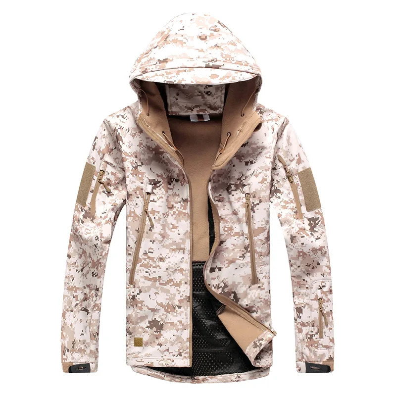 Desert Camo Refire gear Водонепроницаемая армейская тактическая куртка мужская камуфляжная военная куртка флисовая ветровка зимнее пальто с капюшоном одежда для охоты - Цвет: Desert Camo