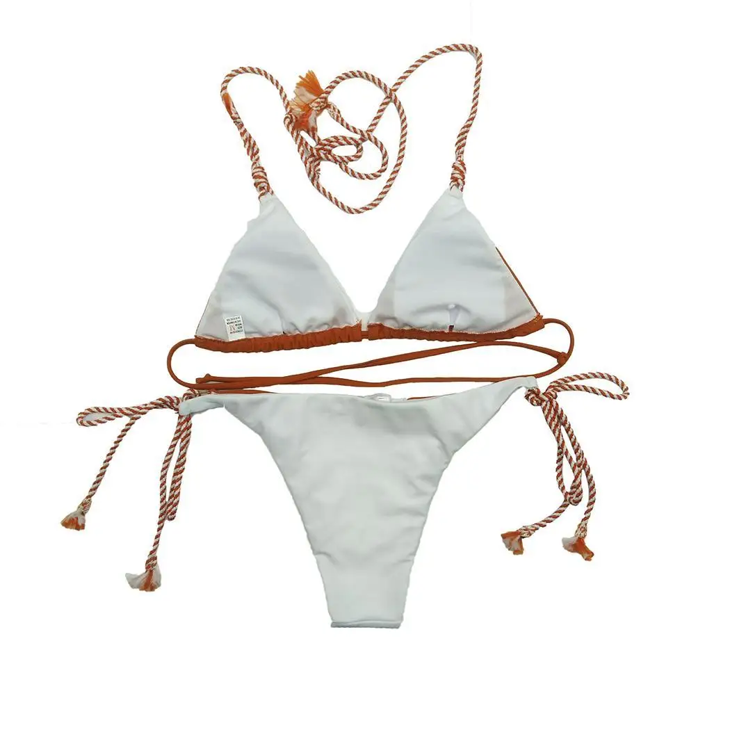 Женский купальник с бретельками на шнуровке контрастный цвет Раздельный из двух