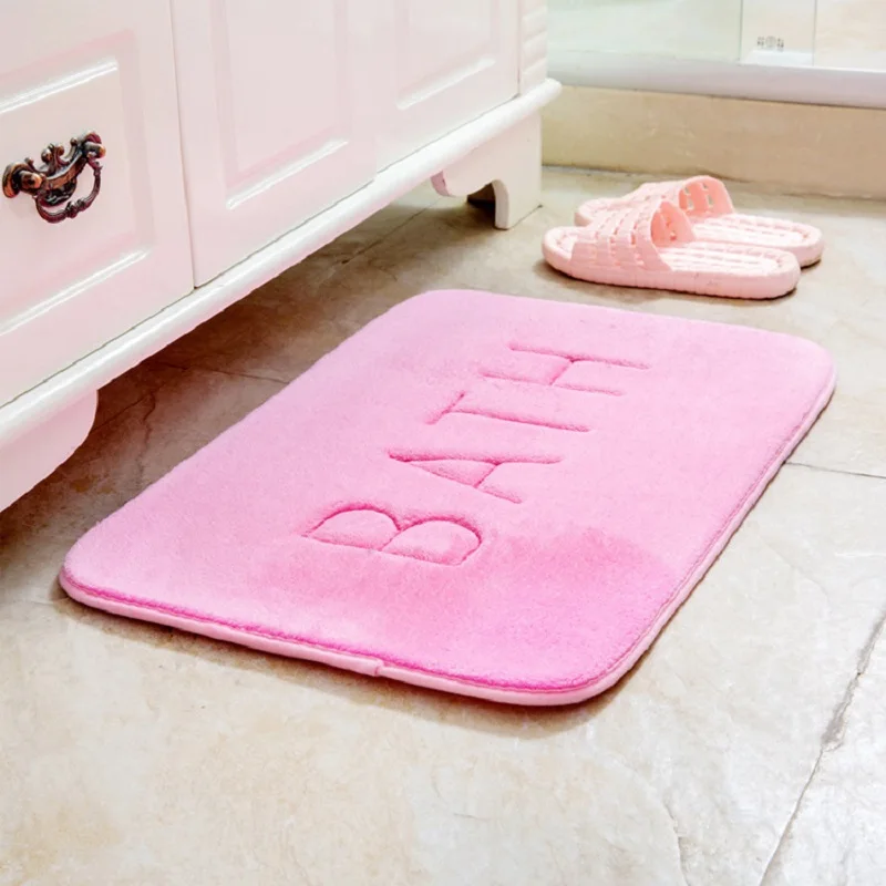 Pure Color Bath Mat For Bathroom Coral Fleece Memory Foam Kitchen Carpet Water Absorbing Soft Comfortable Non Slip Area Rug | Дом и сад