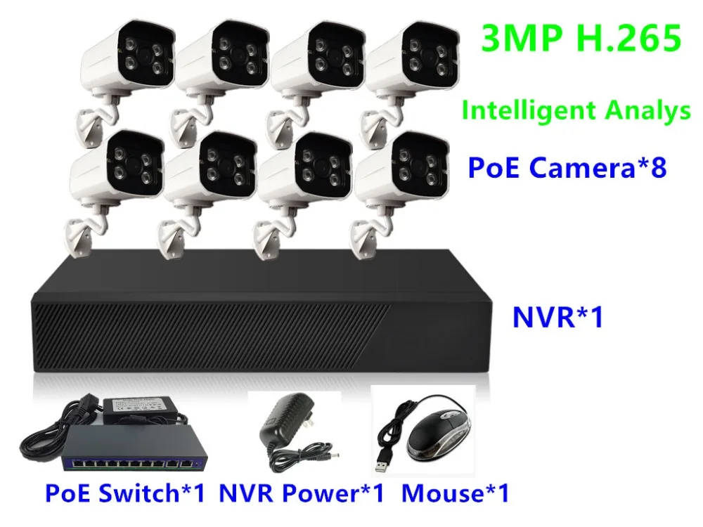 8CH/4CH IP Видеонаблюдение комплект 5.0MP 3.0MP H.265 48V PoE Камера водонепроницаемый IP66 16*5 0 Мп