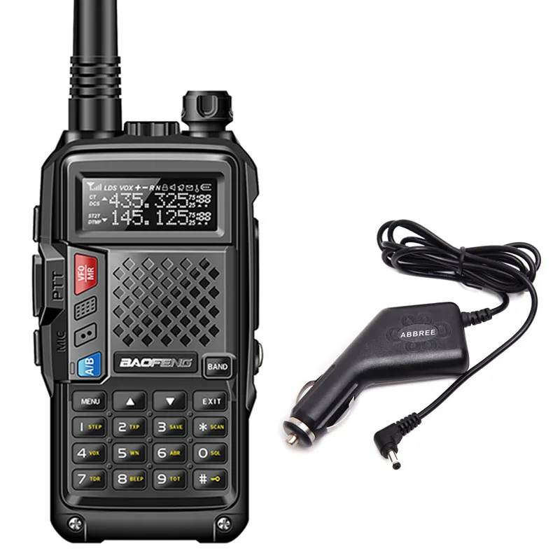 BAOFENG BF-UVB3 PLUS 8 Вт Мощный UHF/VHF Двухдиапазонный 10 км длинный диапазон Толстая батарея рация несколько режимов зарядки - Цвет: black add carcharger