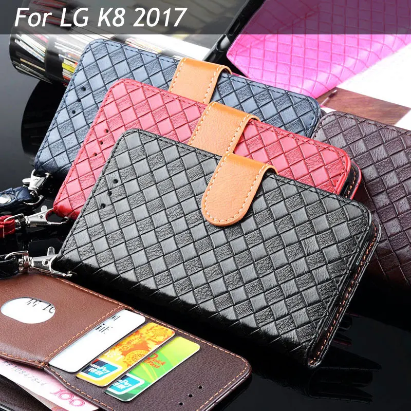 Для lg k8 2017 чехол Роскошные ткань линии кожа с подставкой слот для карты бумажник