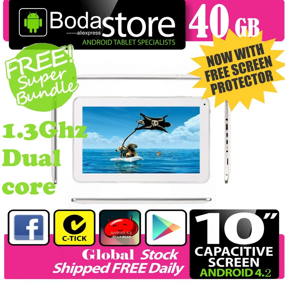 10 2 дюйма 40 ГБ Boda GOOGLE ANDROID Jelly Bean 4 планшетный ПК емкостный экран E READER PAD TAB Bundle 32 Гб TF