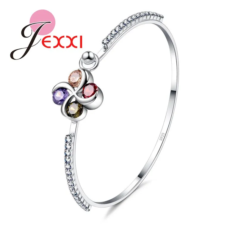 Fashion Bracelet Bangle Jewellery Flower CZ Thin Women 925 Sterling ...