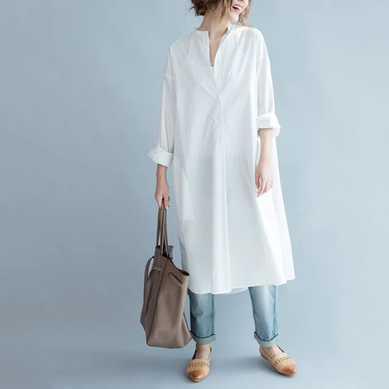 CHICEVER Autumn Women's Shirts Blouse O neck Loose Oversize Hem Split Womens Tops And Blouses 2019 Korean Fashion Tide New |