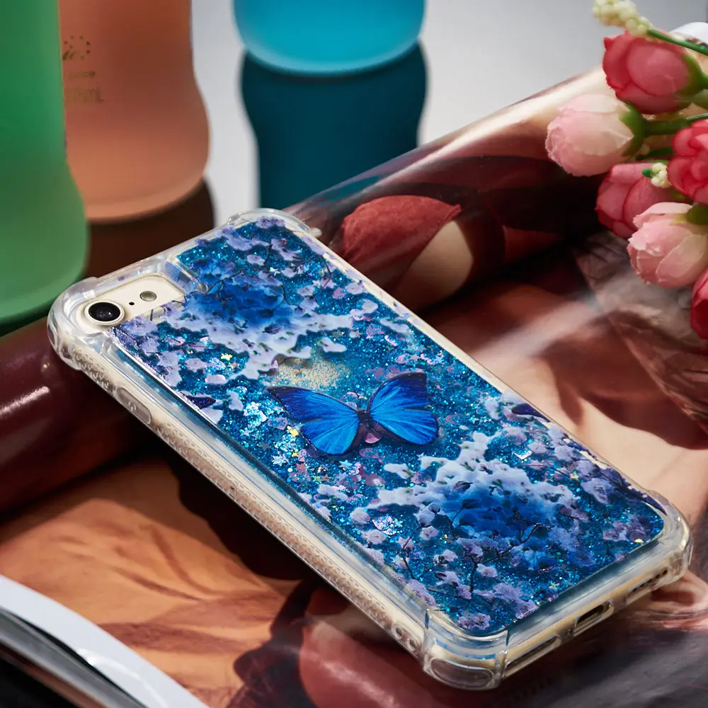 Glitter Stars Phone Cover for Apple iPhone 7 A1778 A1779 Dynamic Liquid Debris Quicksand Back Case 8 A1905 A1906 |