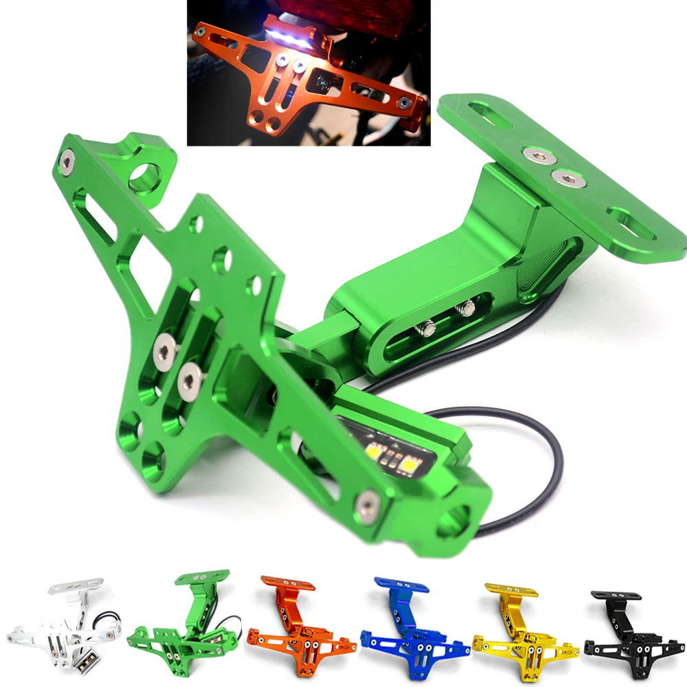 Motorcycle Adjustable Angle license plate frame equipped steering lamp license plate for Kawasaki Z1000SX ER6N/F ninja 250R/300