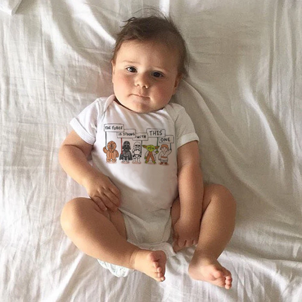 Новые летние модные короткий рукав ползунки младенец ребенок дети мультфильм