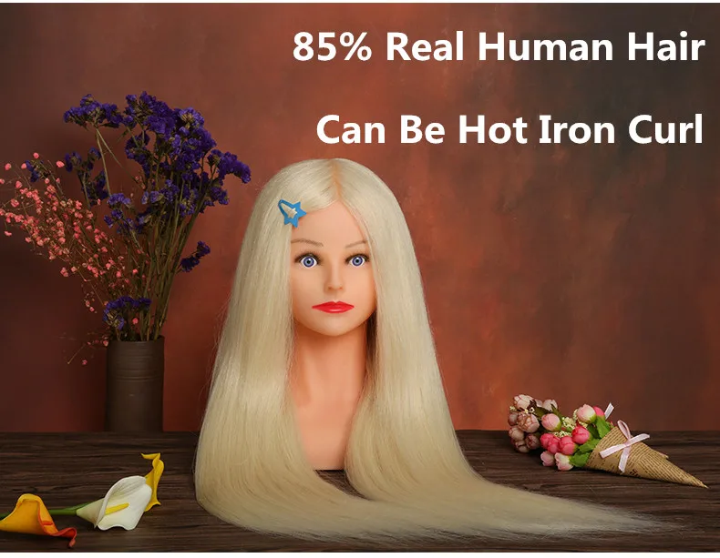 Голова манекен из светлых человеческих волос 24 дюйма 85%|human hair mannequin head|training headhair