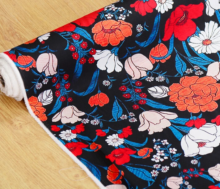 100% Pure mulberry Silk Fabric Flower Garden small stretch of heavy silk fabric 25MUMI Shirt Dressmaking 5 yards C370 | Дом и сад