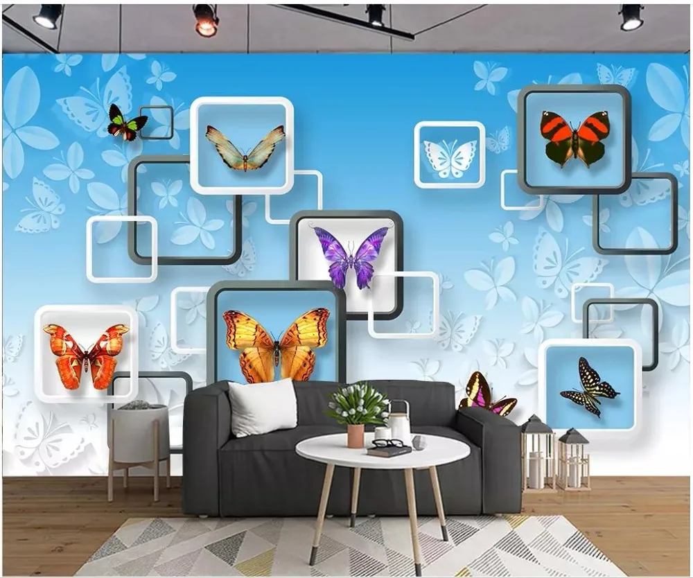 3d обои на заказ фотообои красивая бабочка квадратная мода домашний Декор