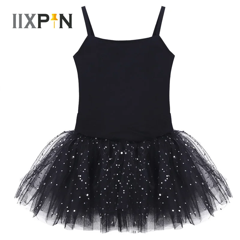 

IIXPIN Kids Girls Camisole Tutu Dress Sleeveless Bow Glitter Tulle Ballet Leotard Dress Dancer Wear gymnastics dress for girls